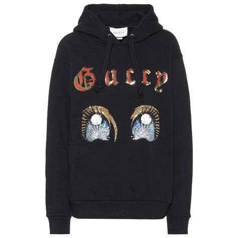 gucci embellished hoodie black